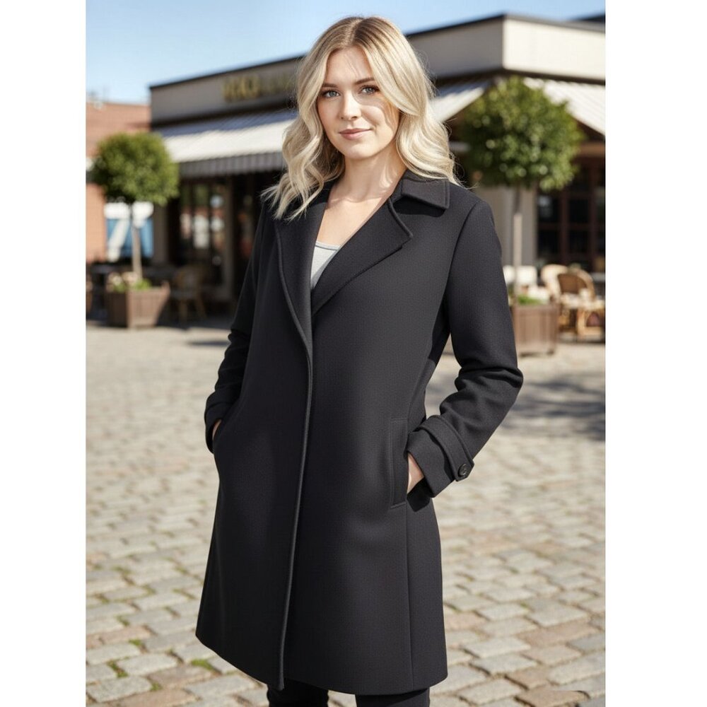T Tahari Black Trench Coat, Womens Size Large
